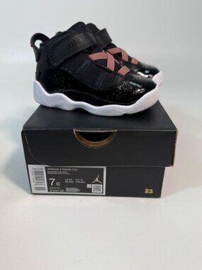 Nike Air Jordan 6 Rings (TD) Toddlers Size 7C Black/White/Rust Pink